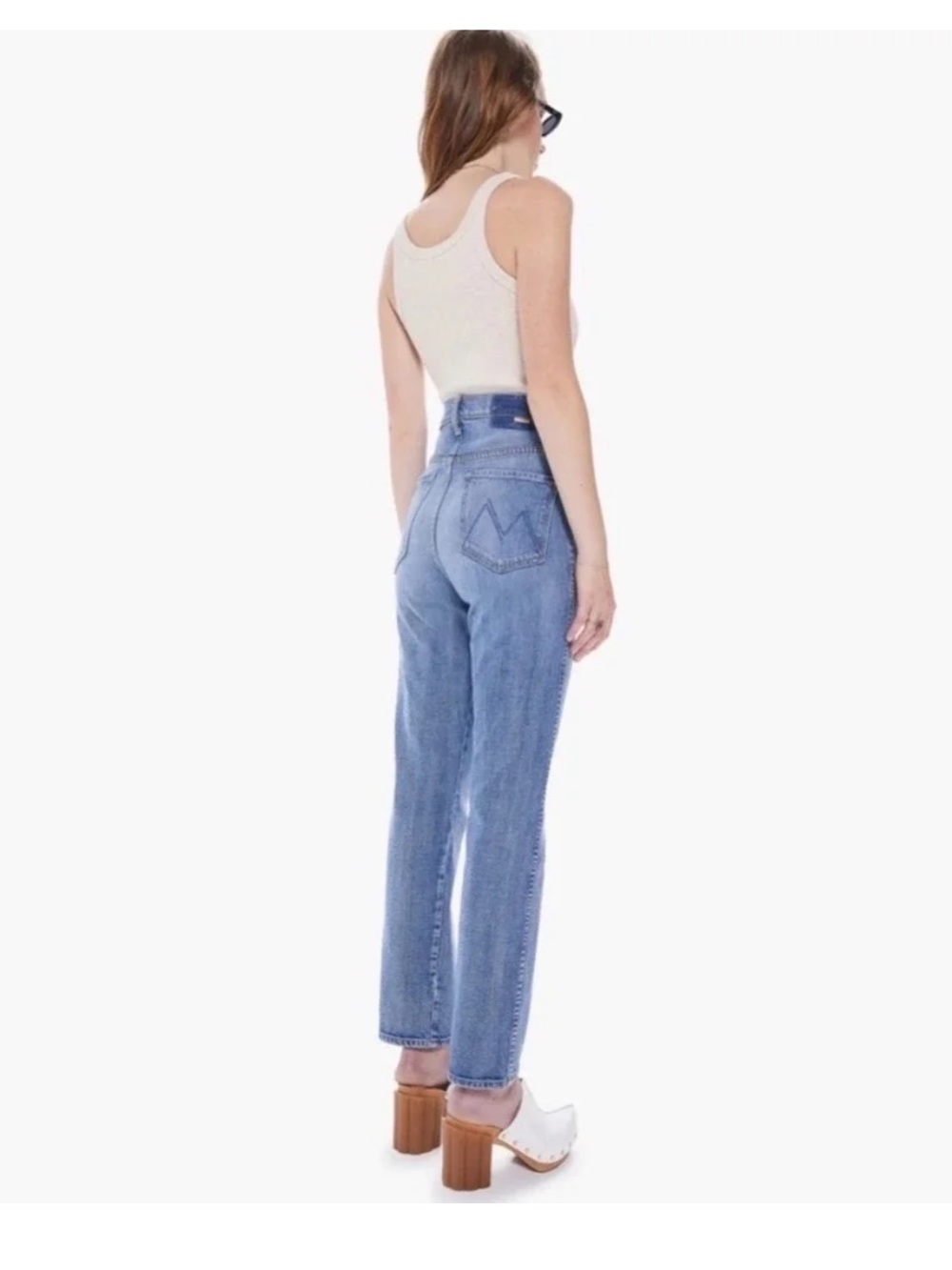 High-Rise Straight Leg Flood Jeans in Light Blue